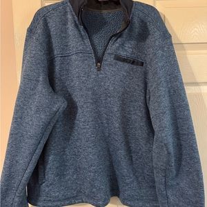 Eddie Bauer Blue Zip Up Sweater Heathered Fleece